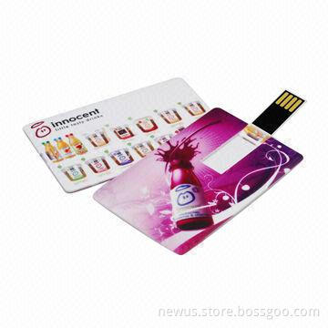 Card USB Flash, Popular for Custom Promotional Gift, Available in Different Capacities